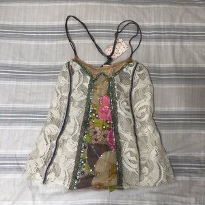 NWT Free People Lace&Sequin Tank Top